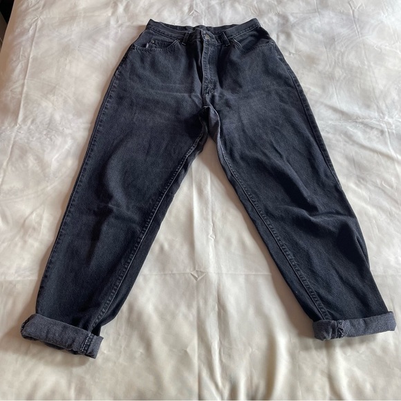 Riders- Black Vintage Wash High Waisted Full Length Mom Jeans Size 10 - Picture 3 of 6